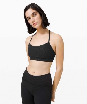 Lululemon Flow Y Nulu Emboss Kadın Spor Sütyeni Siyah | MIZYFD-574