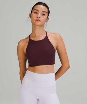 Lululemon Flow Y Wrap-Front High-Neck Light Support, B/C Cup Kadın Spor Sütyeni Cassis | NEQUPC-076