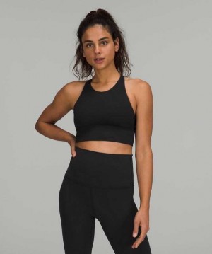 Lululemon Free to Be High-Neck Long-Line - Wild Light Support, A/B Cups Online Only Kadın Spor Sütyeni Siyah | HUSRFV-954