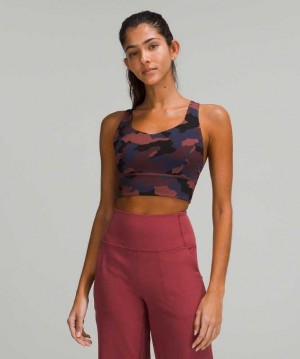 Lululemon Free to Be Serene Longline Online Only Light Support, C/D Cup Kadın Spor Sütyeni Camo Kırmızı | OFMKSD-624
