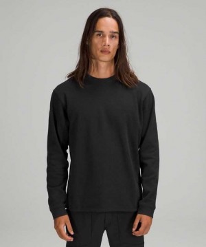 Lululemon French Terry Oversized Long Sleeve Crew Erkek Tişörtü Siyah | DJUVET-390