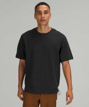 Lululemon French Terry Oversized Sleeve Crew Erkek Üstler Siyah | HQDLST-926