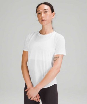 Lululemon High Neck Running and Training T-Shirt Kadın Üstler Beyaz | NIWSMH-026