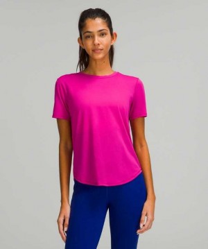 Lululemon High Neck Running and Training T-Shirt Kadın Üstler Ripened Raspberry | RFZCKI-534