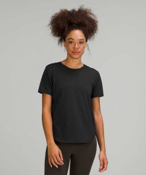 Lululemon High Neck Running and Training T-Shirt Kadın Üstler Siyah | RZNLKE-298