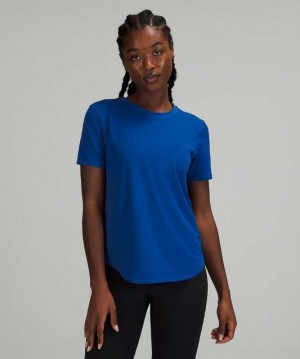 Lululemon High Neck Running and Training T-Shirt Kadın Üstler Mavi | DUEHWK-925