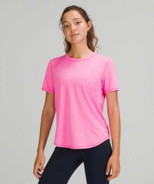 Lululemon High Neck Running and Training T-Shirt Kadın Üstler Pembe Açık | AQDBUP-123