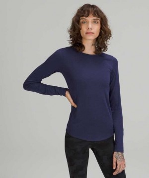 Lululemon Hold Tight Long Sleeve Kadın Üstler Night Sea | AOZMYR-918