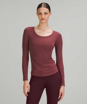 Lululemon Hold Tight Scoop Neck Long Sleeve Shirt Online Only Kadın Üstler Kırmızı | SYWJKR-453