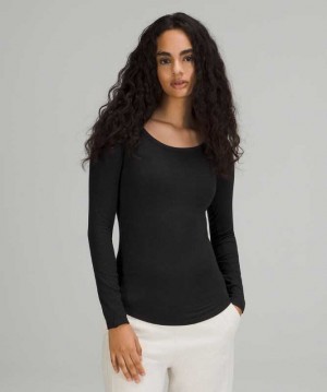Lululemon Hold Tight Scoop Neck Long Sleeve Shirt Online Only Kadın Üstler Siyah | GITEHV-469
