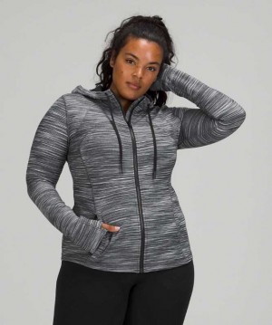 Lululemon Hooded Define Nulu Kadın Mont Siyah Beyaz Siyah | YSHMBL-690