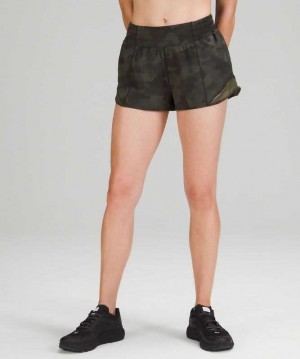 Lululemon Hotty Hot High-Rise Lined 2.5" Kadın Şort Camo Koyu Zeytin Yeşili | SMQHGX-185