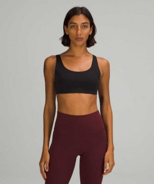 Lululemon In Alignment Straight Strap Light Support, A/B Cup Kadın Spor Sütyeni Siyah | HSGPRZ-832