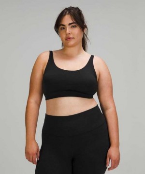 Lululemon In Alignment Straight Strap Light Support, C/D Cup Kadın Spor Sütyeni Siyah | XENQOC-156