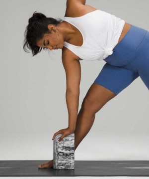 Lululemon Inner Flow Yoga Block Marble Teçhizat Siyah Beyaz | ZXJWAT-829