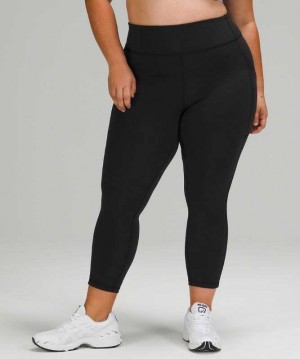 Lululemon Invigorate High-Rise Crop 23" Kadın Tayt Siyah | CLMPXG-425