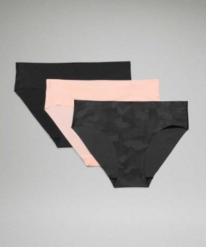 Lululemon InvisiWear Bikini 3 Pack Kadın İç Giyim Camo Koyu Pembe Siyah | OIUFSP-631