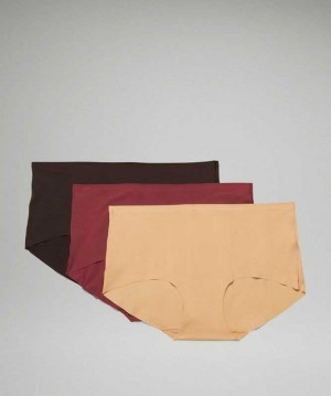 Lululemon InvisiWear Boyshort 3 Pack Kadın İç Giyim Mulled Wine / Pecan Tan / French Press | RGKSFZ-892