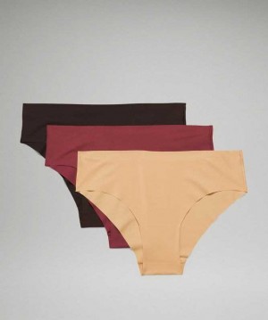 Lululemon InvisiWear Cheeky Bikini 3 Pack Kadın İç Giyim Mulled Wine / Pecan Tan / French Press | YANOPS-953