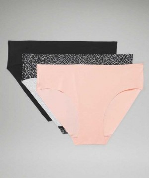 Lululemon InvisiWear Mid-Rise Bikini 3 Pack Kadın İç Giyim Siyah Pembe Siyah | KGLEWN-654