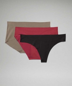Lululemon InvisiWear Mid-Rise Multi-Silhouette 3 Pack Kadın İç Giyim Siyah | QMCZSI-719