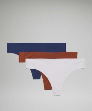 Lululemon InvisiWear Mid-Rise Thong 3 Pack Kadın İç Giyim Kahverengi | OCKTUY-425