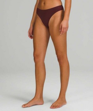 Lululemon InvisiWear Mid-Rise Thong Kadın İç Giyim Kırmızı | ISVUXQ-028