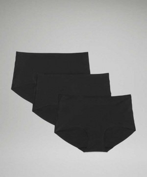 Lululemon InvisiWear Mid Rise Boyshort 3 Pack Kadın İç Giyim Siyah | MZUYWJ-124
