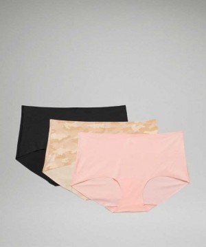Lululemon InvisiWear Mid Rise Boyshort 3 Pack Kadın İç Giyim Camo Pembe | YAURHX-913