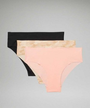 Lululemon InvisiWear Mid Rise Cheeky Bikini 3 Pack Kadın İç Giyim Camo Pembe | PWUSEQ-183