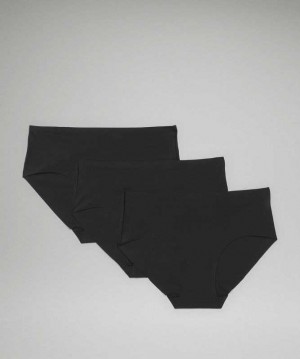 Lululemon InvisiWear Mid Rise Hipster 3 Pack Kadın İç Giyim Siyah | BHPGYJ-403