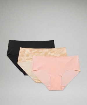 Lululemon InvisiWear Mid Rise Hipster 3 Pack Kadın İç Giyim Camo Pembe | FNGJAK-239