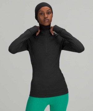 Lululemon It's Rulu Run 1/2 Zip Kadın Tişörtü Siyah | PEHJTS-763