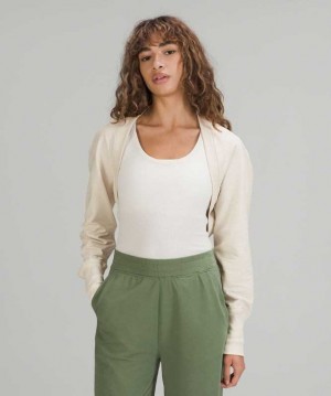 Lululemon LA Cropped Long Sleeve Shrug Kadın Tişörtü Beyaz | VOEBXD-561