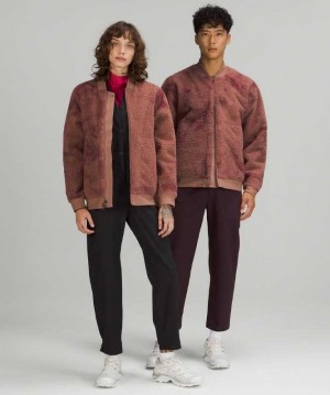 Lululemon Lab Textured Fleece Bomber Erkek Mont Diamond Dye Dusty Bronze Pelt | QSBTHO-310