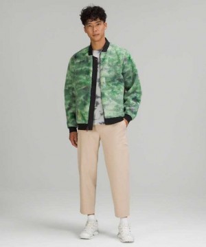 Lululemon Lab Textured Fleece Bomber Erkek Mont Yeşil | ZKJATB-261
