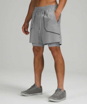 Lululemon License to Train Lined 7" Elite Erkek Şort Gri | MRVQPL-458