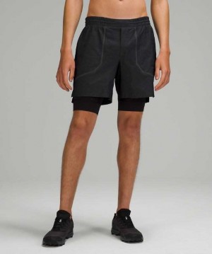 Lululemon License to Train Lined 7" Elite Erkek Şort Siyah | WMBDCF-398