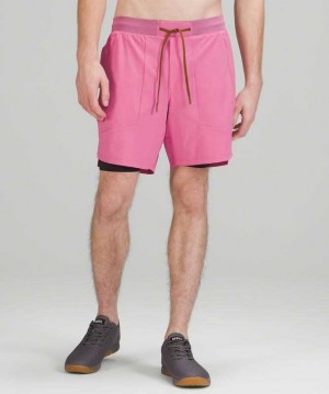 Lululemon License to Train Lined 7" Erkek Şort Pembe | JMKHVP-519