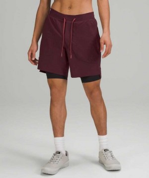 Lululemon License to Train Lined 7" Erkek Şort Cassis | LYZRAF-475