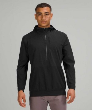 Lululemon Lightweight Running Half-Zip Erkek Mont Siyah | QCJWYM-704