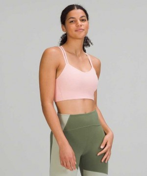 Lululemon Like a Cloud Ribbed Longline Light Support, B/C Cup Kadın Spor Sütyeni Pembe | CKMPTJ-178