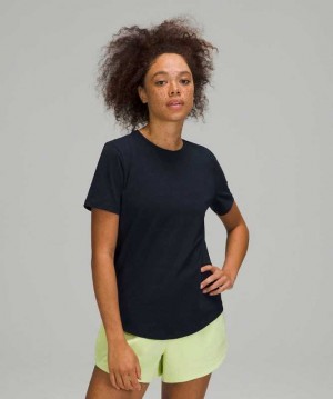 Lululemon Love Crew Sleeve T-Shirt Kadın Üstler Lacivert | MPGFHA-209