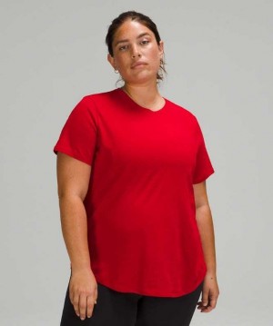 Lululemon Love Crew Sleeve T-Shirt Kadın Üstler Koyu Kırmızı | UGYDTA-720