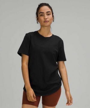 Lululemon Love Crew Sleeve T-Shirt Kadın Üstler Siyah | VORAPQ-049