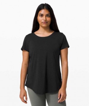 Lululemon Love Crew Sleeve T-Shirt Lightweight Kadın Üstler Siyah | YVSGTB-084