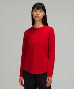 Lululemon Love Long Sleeve Shirt Kadın Üstler Koyu Kırmızı | LDEKPQ-216