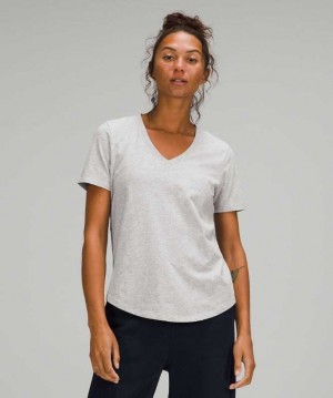 Lululemon Love V-Neck T-Shirt Kadın Üstler Açık Gri | OXKCDR-236