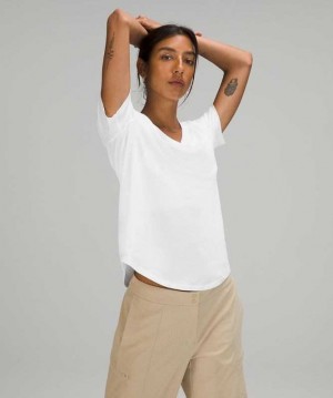 Lululemon Love V-Neck T-Shirt Kadın Üstler Beyaz | FHVRPD-538