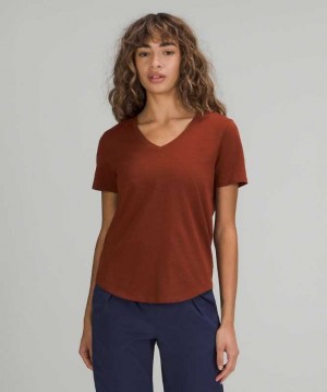 Lululemon Love V-Neck T-Shirt Kadın Üstler Kahverengi | HJCXOW-467